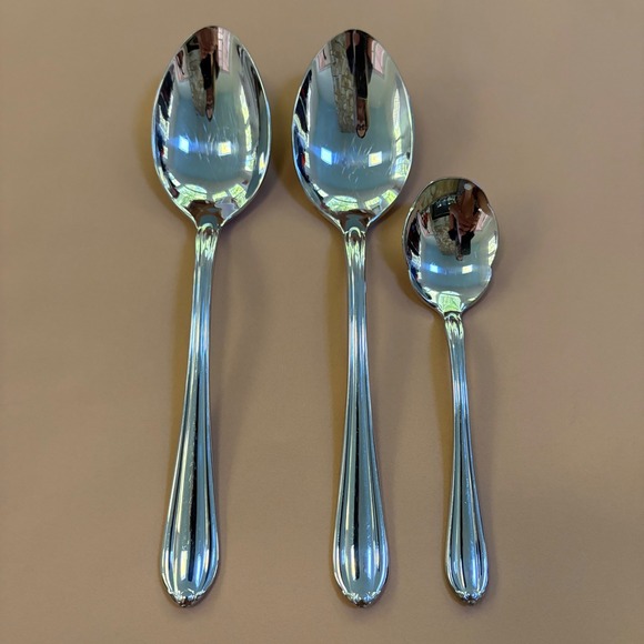 Gorham Other - Gorham Melon Bud Glossy 18/8 Stainless 2 Serving Spoons & 1 Sugar Spoon 3pc Set